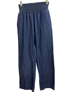 Relaxed Smocked-Waist Jeans - Dark Blue Size M